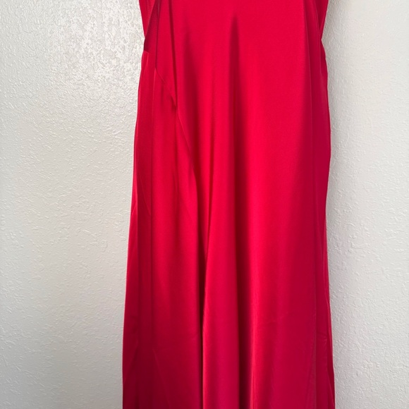 Halogen red v-neck empire waist gown maxi dress satin S - Picture 5 of 13